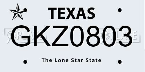 GKZ0803 Texas License Plate