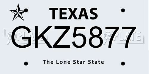 GKZ5877 Texas License Plate