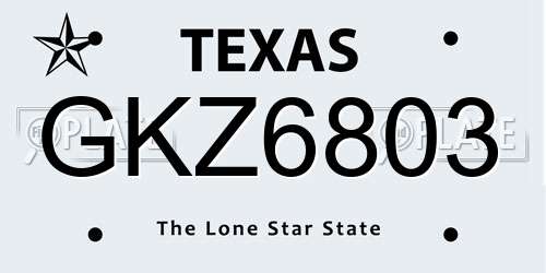 GKZ6803 Texas License Plate