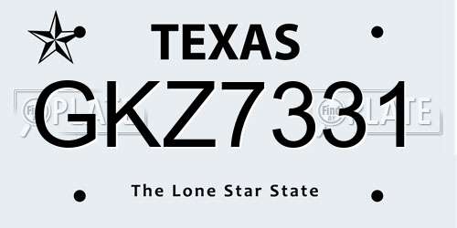 GKZ7331 Texas License Plate