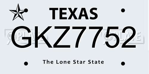 GKZ7752 Texas License Plate