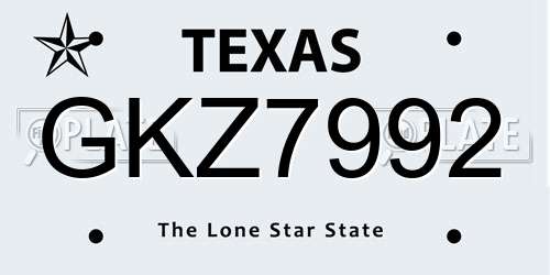 GKZ7992 Texas License Plate
