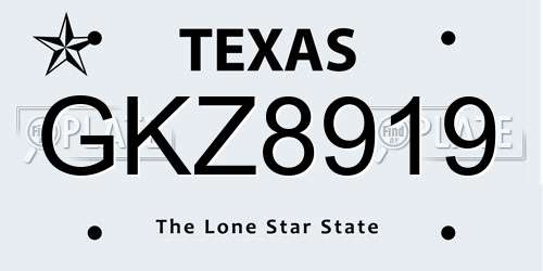 GKZ8919 Texas License Plate