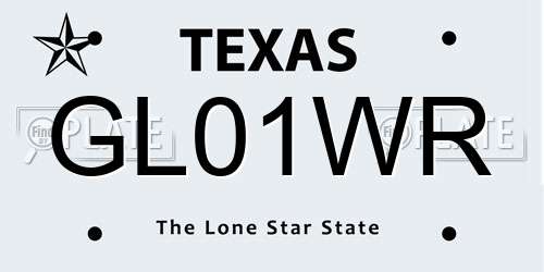 GL01WR Texas License Plate