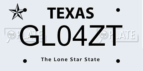 GL04ZT Texas License Plate