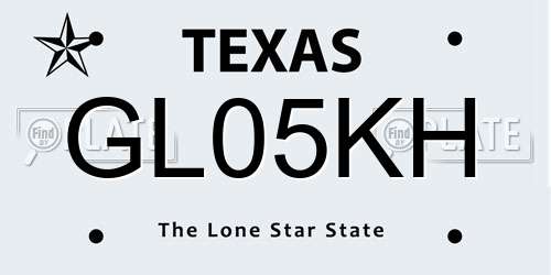 GL05KH Texas License Plate