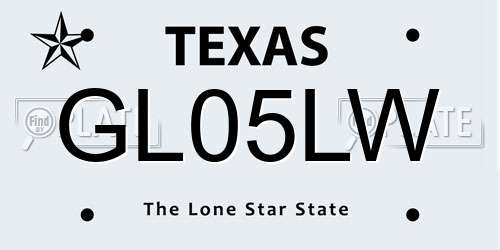 GL05LW Texas License Plate