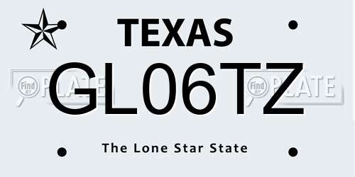 GL06TZ Texas License Plate