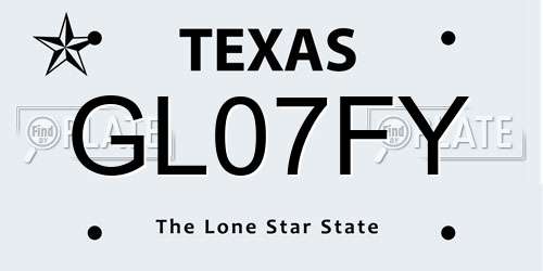 GL07FY Texas License Plate