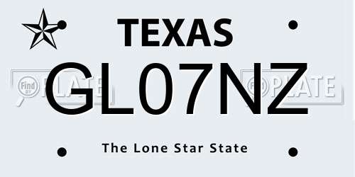 GL07NZ Texas License Plate