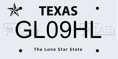 GL09HL Texas License Plate