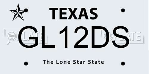 GL12DS Texas License Plate