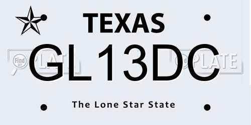 GL13DC Texas License Plate