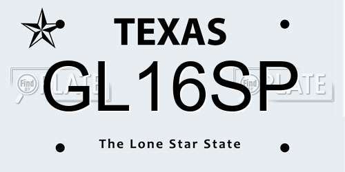 GL16SP Texas License Plate