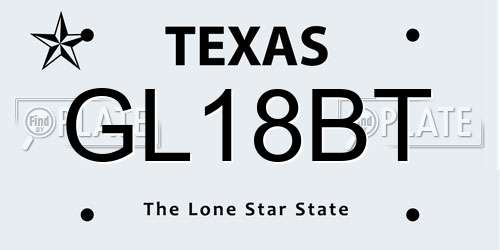 GL18BT Texas License Plate