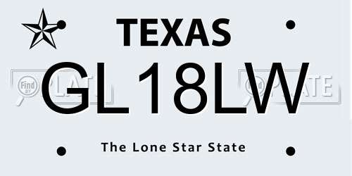 GL18LW Texas License Plate