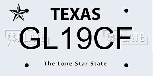 GL19CF Texas License Plate