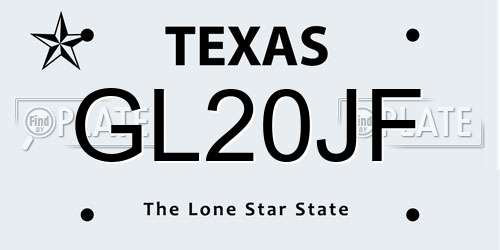 GL20JF Texas License Plate