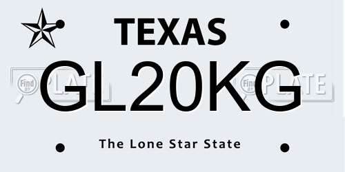 GL20KG Texas License Plate