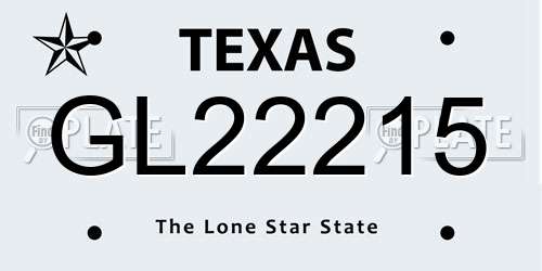 GL22215 Texas License Plate