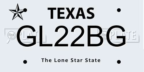 GL22BG Texas License Plate