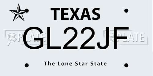 GL22JF Texas License Plate