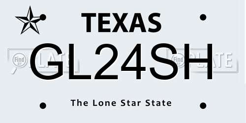 GL24SH Texas License Plate