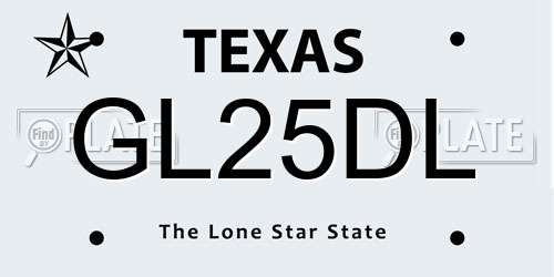 GL25DL Texas License Plate