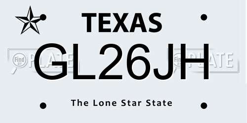 GL26JH Texas License Plate