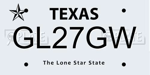 GL27GW Texas License Plate