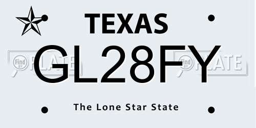 GL28FY Texas License Plate