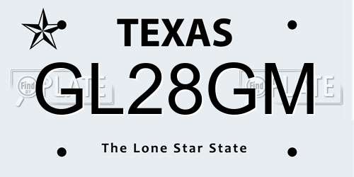 GL28GM Texas License Plate
