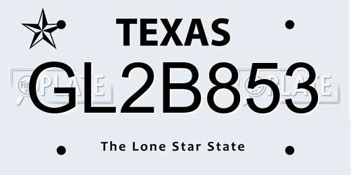 GL2B853 Texas License Plate