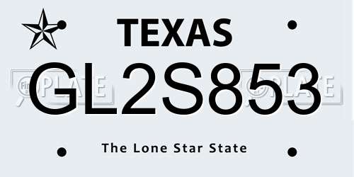 GL2S853 Texas License Plate