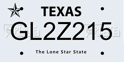 GL2Z215 Texas License Plate