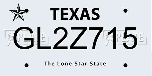GL2Z715 Texas License Plate