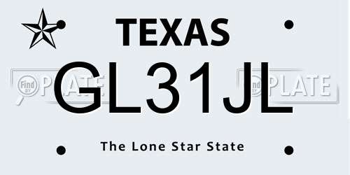 GL31JL Texas License Plate