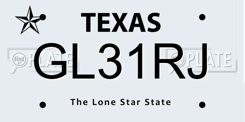 GL31RJ Texas License Plate