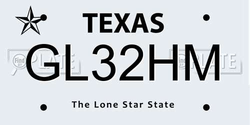 GL32HM Texas License Plate
