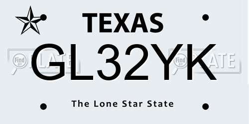 GL32YK Texas License Plate