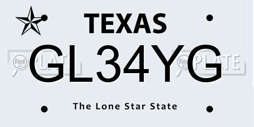 GL34YG Texas License Plate