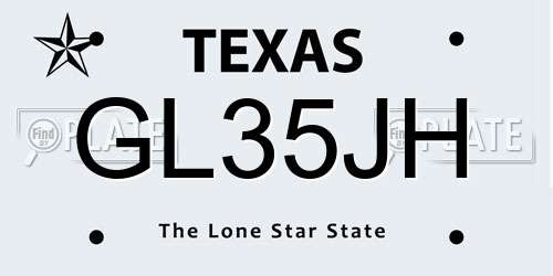 GL35JH Texas License Plate