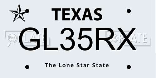 GL35RX Texas License Plate