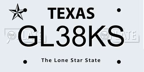 GL38KS Texas License Plate