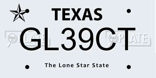 GL39CT Texas License Plate