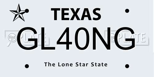 GL40NG Texas License Plate