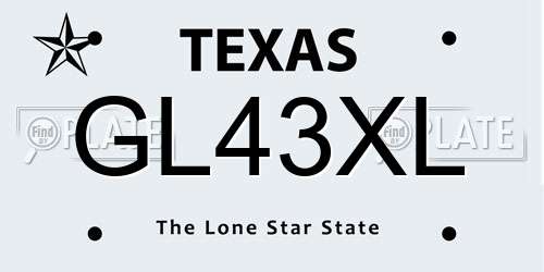 GL43XL Texas License Plate