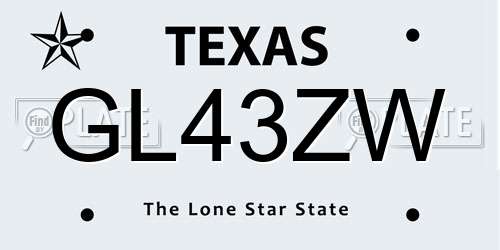 GL43ZW Texas License Plate