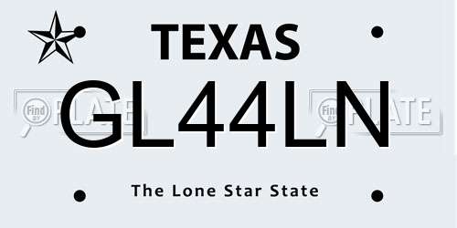 GL44LN Texas License Plate