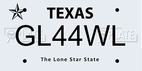 GL44WL Texas License Plate